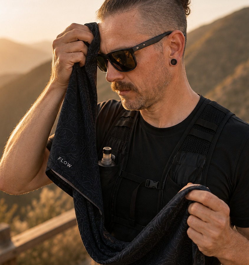 SHADE worn as cooling towel